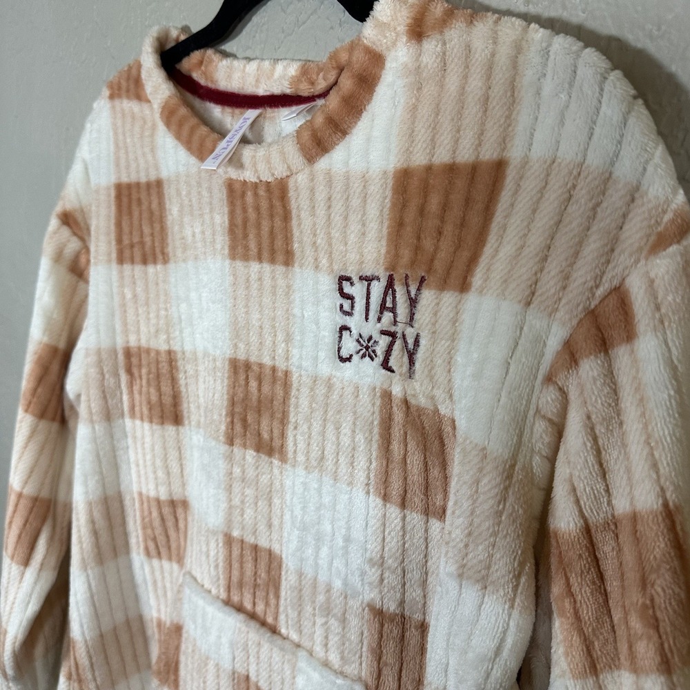 NWT Joyspun S Sweater Cozy Sleep Shirt Fleece Lounge Comfort Soft Kangaroo Women - Picture 2 of 7